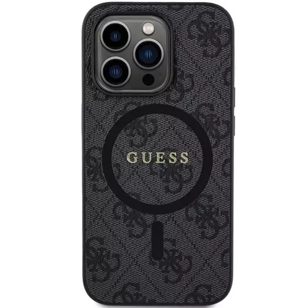 Guess 4G Collection Leather Metal Logo MagSafe Case for iPhone 14 Pro Max - Black 2
