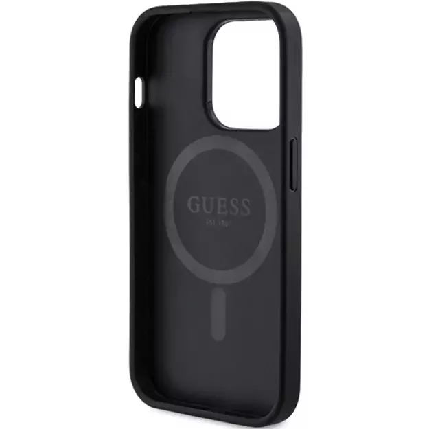 Guess 4G Collection Leather Metal Logo MagSafe Case for iPhone 14 Pro Max - Black 6