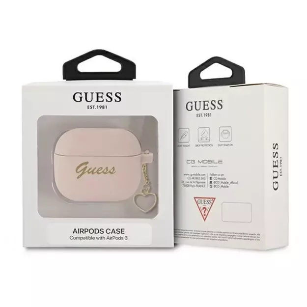 Guess GUA3LSCHSP AirPods 3 cover pink/pink Silicone Charm Heart Collection 4