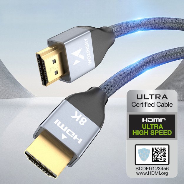 Wozinsky cable HDMI 2.1 8K 60 Hz 48 Gbps / 4K 120 Hz / 2K 144 Hz 3 m silver (WHDMI-30) 1