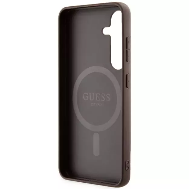 Guess 4G Collection Leather Metal Logo MagSafe Case for Samsung Galaxy S24 - Brown 6