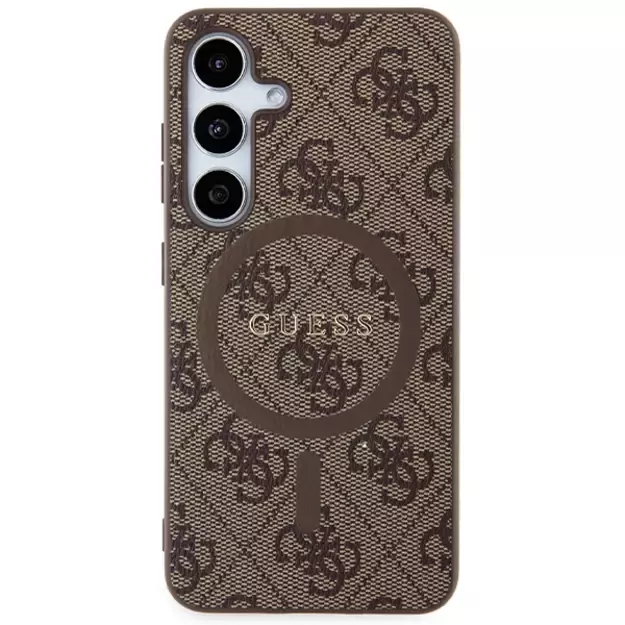 Guess 4G Collection Leather Metal Logo MagSafe Case for Samsung Galaxy S24 - Brown 2