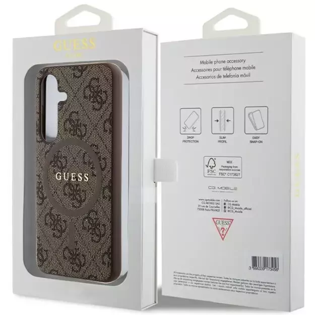 Guess 4G Collection Leather Metal Logo MagSafe Case for Samsung Galaxy S24 - Brown 7