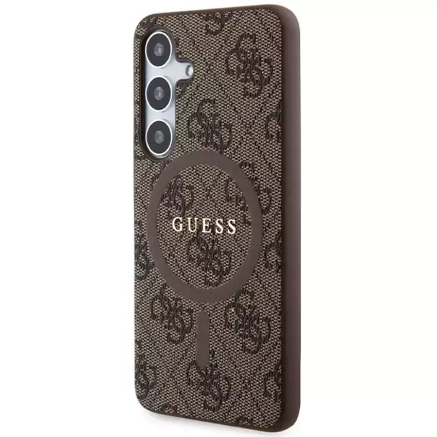 Guess 4G Collection Leather Metal Logo MagSafe Case for Samsung Galaxy S24 - Brown 1