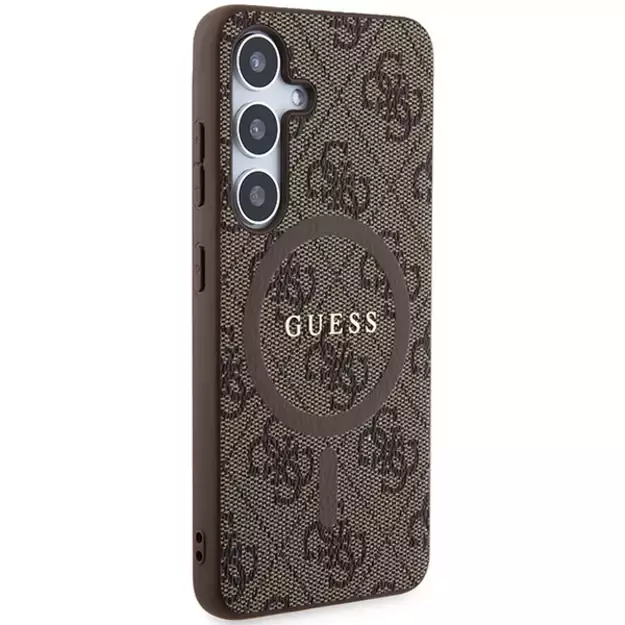 Guess 4G Collection Leather Metal Logo MagSafe Case for Samsung Galaxy S24 - Brown 3
