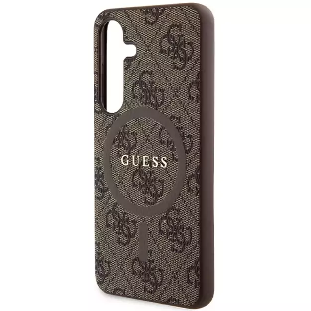 Guess 4G Collection Leather Metal Logo MagSafe Case for Samsung Galaxy S24 - Brown 5