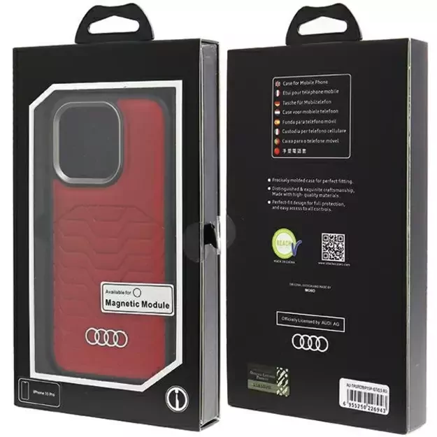 Audi Synthetic Leather case with MagSafe for iPhone 15 Pro - red 12