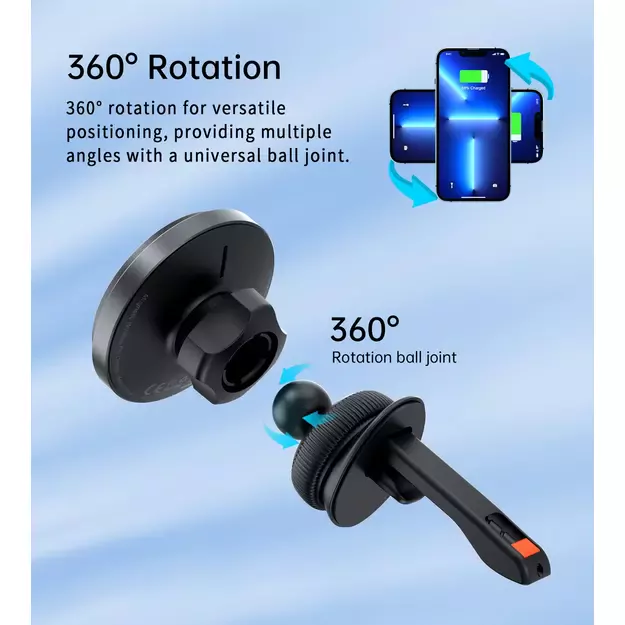 Choetech T204-F magnetic car holder with 15W wireless charging - black 5