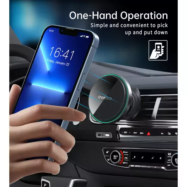 Choetech T204-F magnetic car holder with 15W wireless charging - black 3
