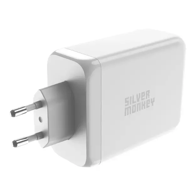 Silver Monkey SMA154 200W GaN charger 3xUSB-C PD USB-A QC 3.0 - white 3