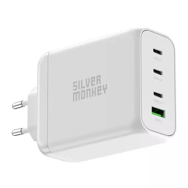 Silver Monkey SMA154 200W GaN charger 3xUSB-C PD USB-A QC 3.0 - white 1