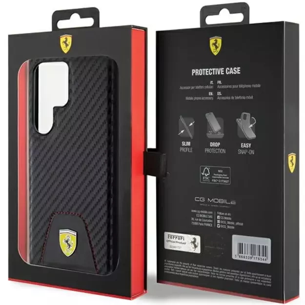 Ferrari Carbon Stitched Bottom case for Samsung Galaxy S24 Ultra - black 7
