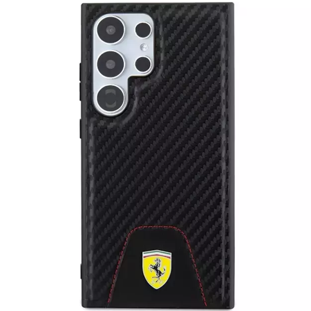 Ferrari Carbon Stitched Bottom case for Samsung Galaxy S24 Ultra - black 2