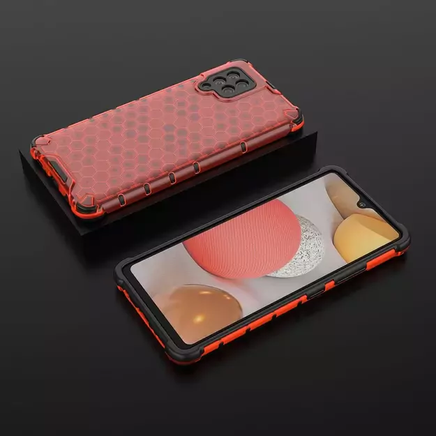 Honeycomb Case armor cover with TPU Bumper for Samsung Galaxy A42 5G red 2
