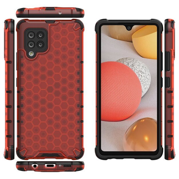 Honeycomb Case armor cover with TPU Bumper for Samsung Galaxy A42 5G red 14
