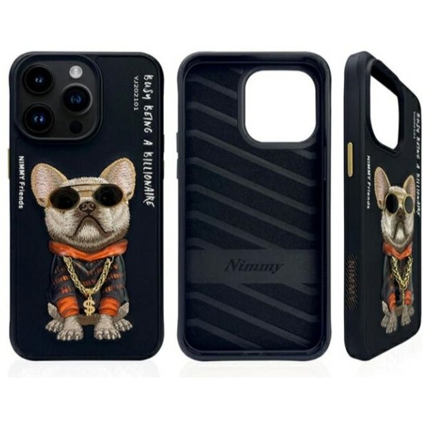 Nimmy Glasses Cool Dog Case for iPhone 15 Pro - Black 1