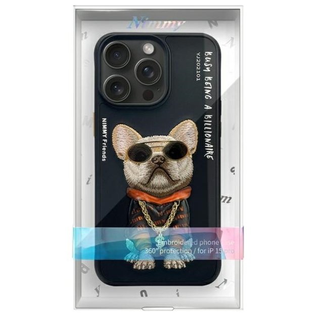 Nimmy Glasses Cool Dog Case for iPhone 15 Pro - Black 10