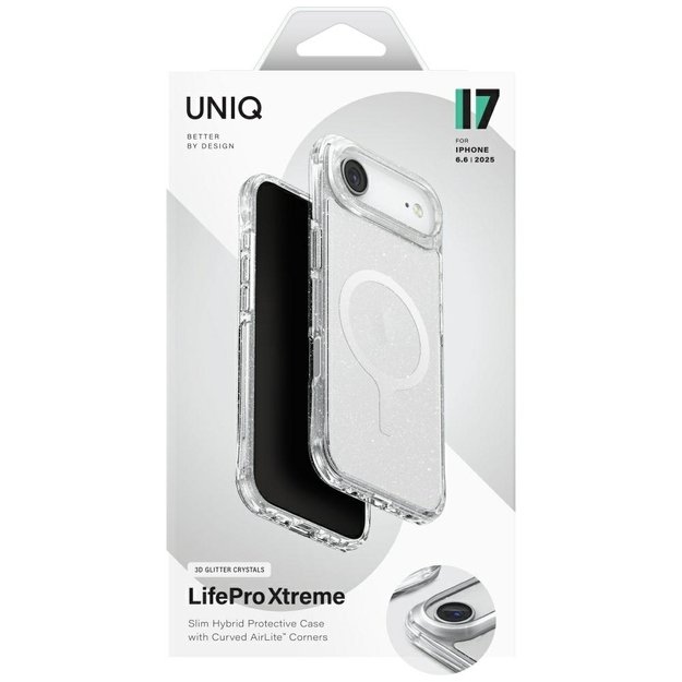 Uniq LifePro Xtreme Magclick Charging Case for iPhone 17 Air - Transparent-Glitter 5