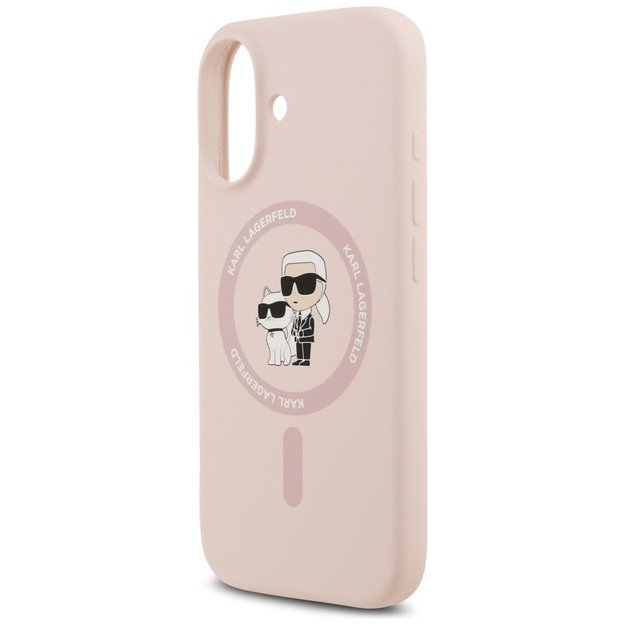 Karl Lagerfeld Silicone Karl&amp Choupette Ring MagSafe Case for iPhone 17 - Pink 5
