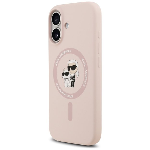 Karl Lagerfeld Silicone Karl&amp Choupette Ring MagSafe Case for iPhone 17 - Pink 1