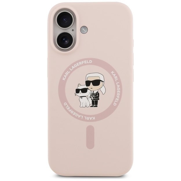 Karl Lagerfeld Silicone Karl&amp Choupette Ring MagSafe Case for iPhone 17 - Pink 2