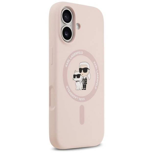 Karl Lagerfeld Silicone Karl&amp Choupette Ring MagSafe Case for iPhone 17 - Pink 3