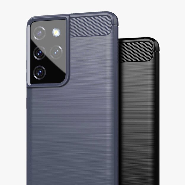 Carbon Case Flexible Cover TPU Case for Samsung Galaxy S21 Ultra 5G blue 1