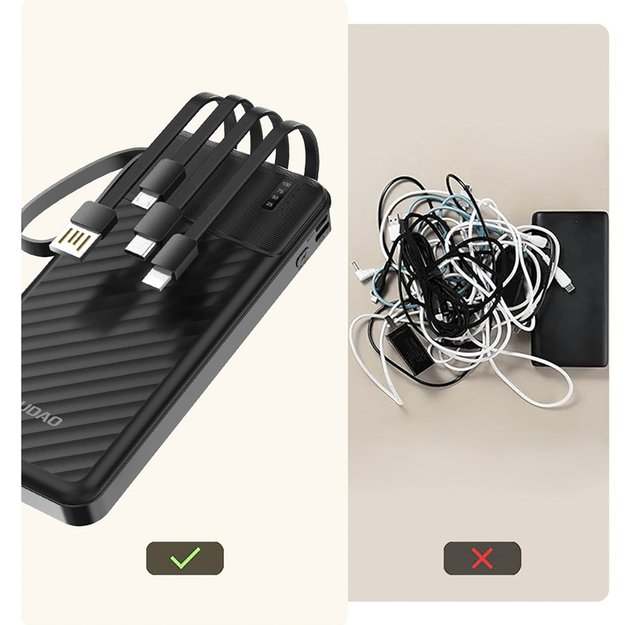 Dudao K11 10000mAh Powerbank with Built-in Cables - Black 6