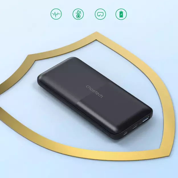 Powerbank Choetech B654 10000mAh 22.5W USB-A / USB-C / micro USB with built-in USB-C / Lightning cable - black 3