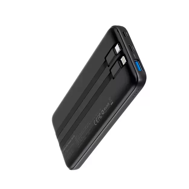 Powerbank Choetech B654 10000mAh 22.5W USB-A / USB-C / micro USB with built-in USB-C / Lightning cable - black 1
