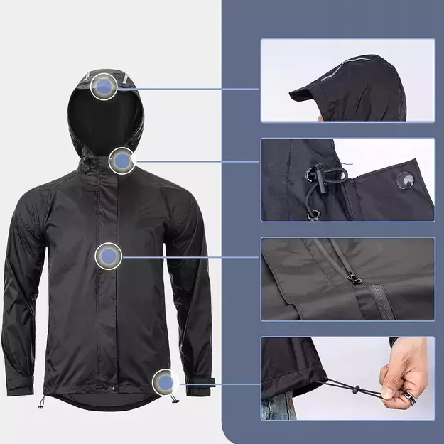 Rockbros YPY013BKM breathable windproof rain jacket M - black 7