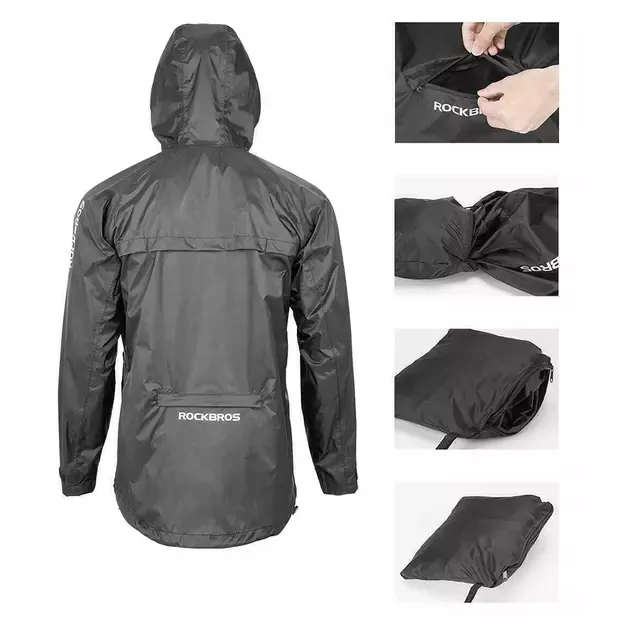 Rockbros YPY013BKM breathable windproof rain jacket M - black 9