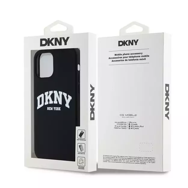 DKNY Liquid Silicone White Printed Logo MagSafe Case for iPhone 12/12 Pro - Black 3