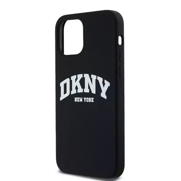 DKNY Liquid Silicone White Printed Logo MagSafe Case for iPhone 12/12 Pro - Black 1