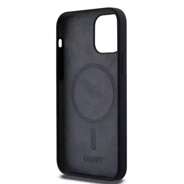 DKNY Liquid Silicone White Printed Logo MagSafe Case for iPhone 12/12 Pro - Black 2
