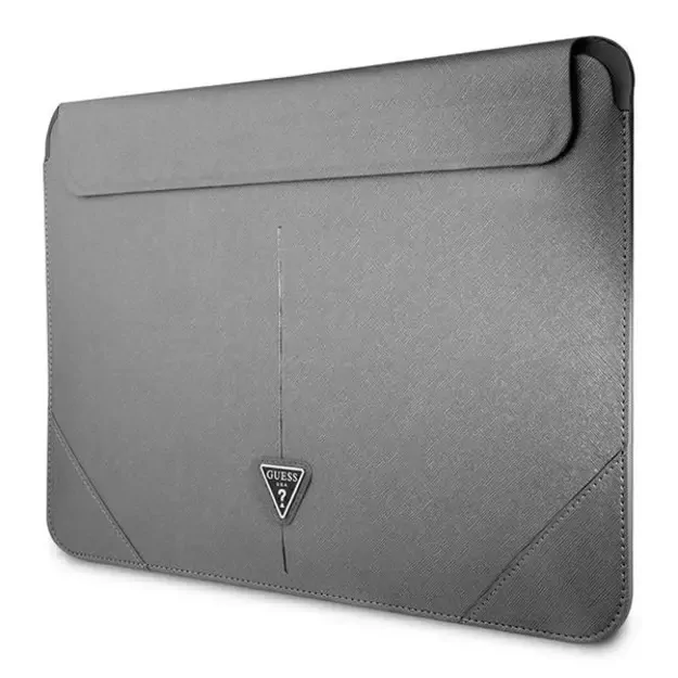Guess Saffiano Triangle Logo case for a 16&quot  laptop - silver 1
