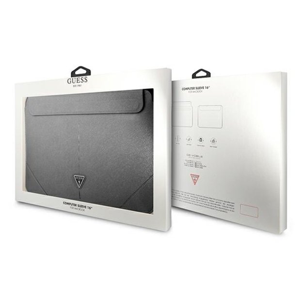 Guess Saffiano Triangle Logo case for a 16&quot  laptop - silver 6