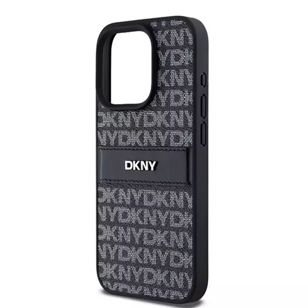 DKNY Leather Mono Stripe &amp  Metal Logo case for iPhone 15 Pro Max - black 12