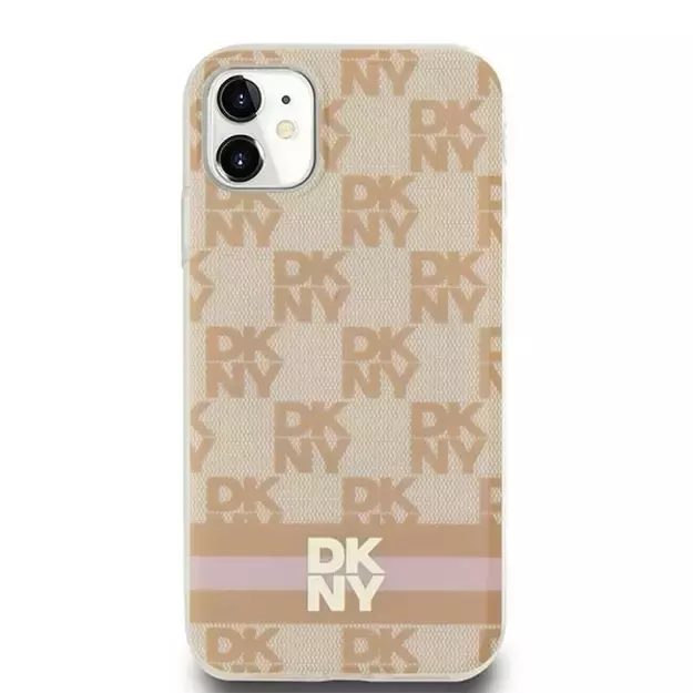 DKNY IML Checkered Mono Pattern &amp  Printed Stripes MagSafe case for iPhone 11 / Xr - pink 2