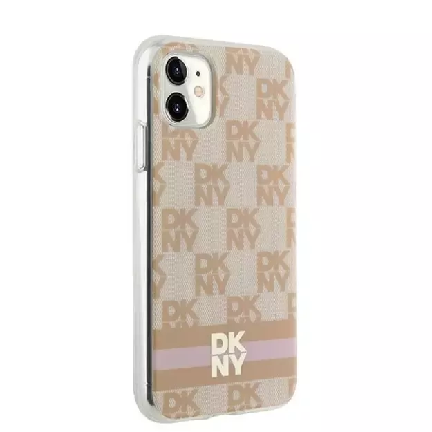 DKNY IML Checkered Mono Pattern &amp  Printed Stripes MagSafe case for iPhone 11 / Xr - pink 3