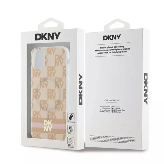 DKNY IML Checkered Mono Pattern &amp  Printed Stripes MagSafe case for iPhone 11 / Xr - pink 7