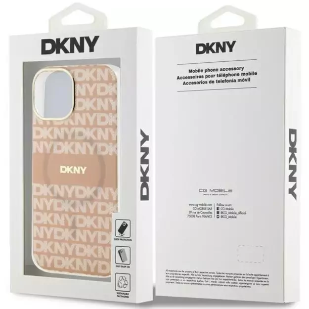 DKNY IML Mono &amp  Stripe MagSafe Case for iPhone 15 Plus / 14 Plus - Pink 14