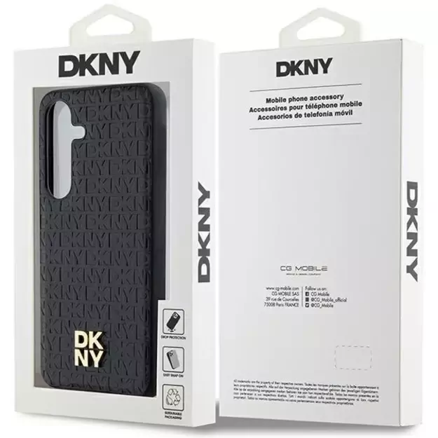 DKNY Leather Pattern Metal Logo MagSafe case for Samsung Galaxy S24+ - black 14