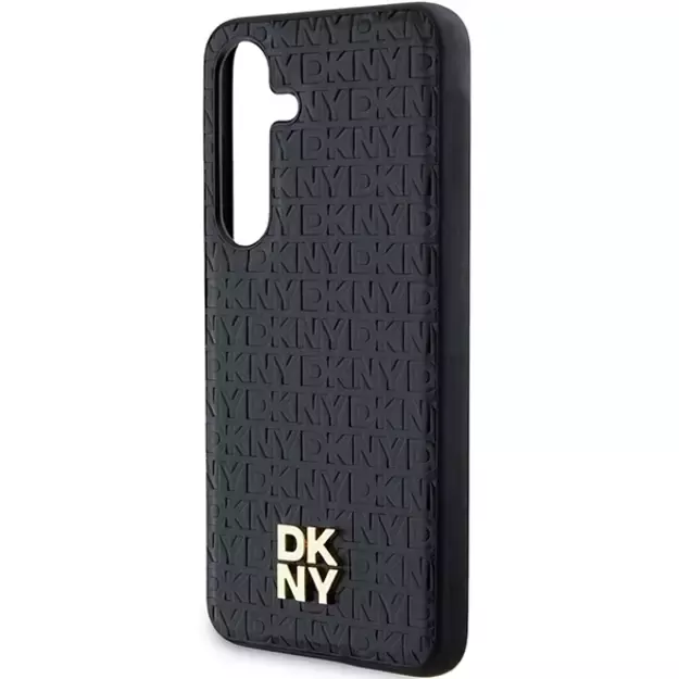 DKNY Leather Pattern Metal Logo MagSafe case for Samsung Galaxy S24+ - black 12