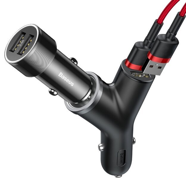 Baseus Y Type Car Charger car charger 2x USB + cigarette lighter socket 3.4A black (CCALL-YX01) 4