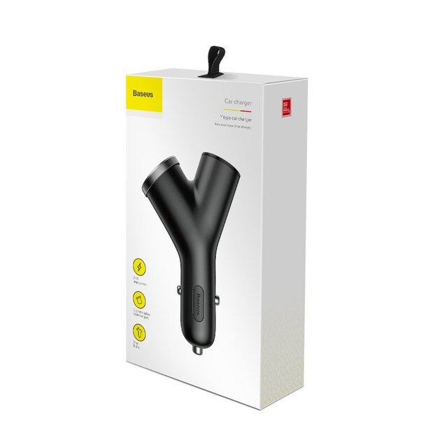 Baseus Y Type Car Charger car charger 2x USB + cigarette lighter socket 3.4A black (CCALL-YX01) 8