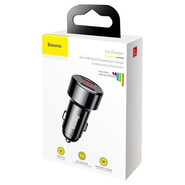 Baseus Magic Series Dual QC - Quick Charge 3.0 2x USB 45W 6A car charger black (CCMLC20A-01) 17