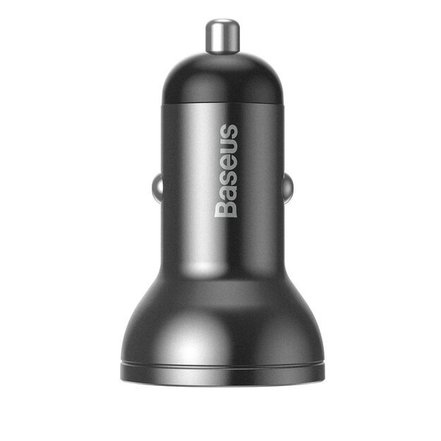Baseus 2x USB 4.8A 24W car charger with LCD + 3in1 cable USB - USB Type C / micro USB / Lightning 1.2m black (TZCCBX-0G) 3