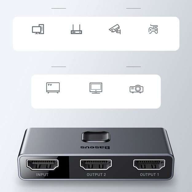 Baseus bidirectional switch splitter switcher HDMI - 2x HDMI 4K / 30 Hz gray (CAHUB-BC0G) 18