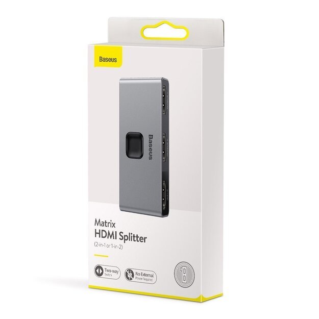Baseus bidirectional switch splitter switcher HDMI - 2x HDMI 4K / 30 Hz gray (CAHUB-BC0G) 21
